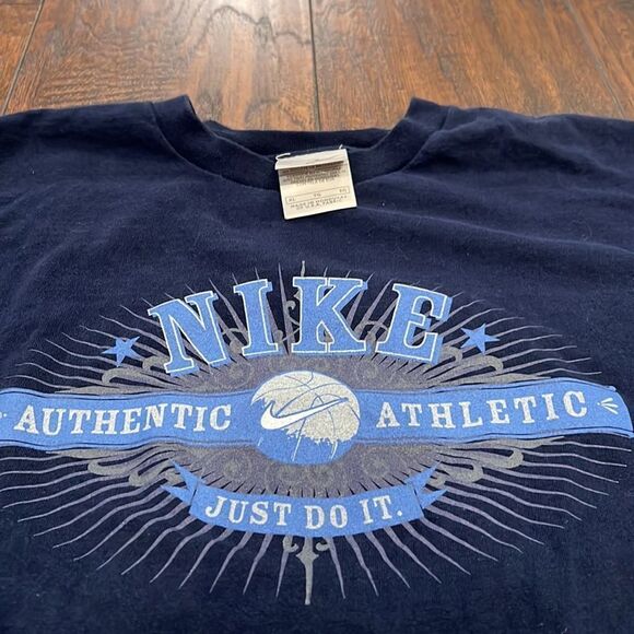 Nike Mens “Authentic Athletic Just Do It” Blue T Shirt - Silver Splash Tag Sz XL - Picture 2 of 7